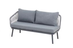Home Detail Tavira Corner Garden Furniture Dining Set Dark Grey Wicker Rope Style Bench & Footstool - thumbnail 3