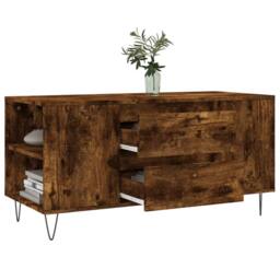 Berkfield Home Modern Coffee Table Smoked Oak 102x44.5x50 cm Engineered Wood in Brown - thumbnail 4