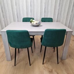 KOSY KOALA Modern Grey Rectangle Dining Table Set With 4 Green Velvet Chairs Dining Room Furniture in Brown - thumbnail 1