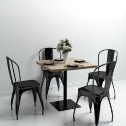Berkfield Home Bistro Table MDF & Steel Square 80x80x75 cm Oak Colour in Beige - Size: 80 x 80 x 75 cm - thumbnail 1