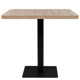 Berkfield Home Bistro Table MDF & Steel Square 80x80x75 cm Oak Colour in Beige - Size: 80 x 80 x 75 cm - thumbnail 3
