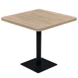 Berkfield Home Bistro Table MDF & Steel Square 80x80x75 cm Oak Colour in Beige - Size: 80 x 80 x 75 cm - thumbnail 2