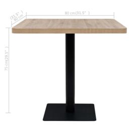 Berkfield Home Bistro Table MDF & Steel Square 80x80x75 cm Oak Colour in Beige - Size: 80 x 80 x 75 cm - thumbnail 6