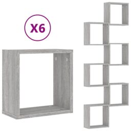 Berkfield Home Wall Cube Shelves 6 pcs Grey Sonoma 30x15x30 cm - Size: 30 x 15 x 30 cm - thumbnail 2