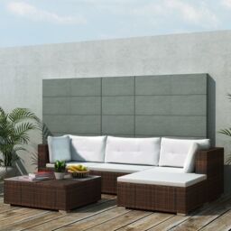 Berkfield Home 5 Piece Garden Lounge Set with Cushions Poly Rattan Brown - thumbnail 1
