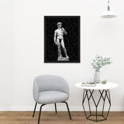 "Artery8 Wall Art Print Statue of David by Michelangelo Classic with Abstract Art Black Large Framed Wall Décor Art in Brown - Size: W18"" x H24""" - thumbnail 2