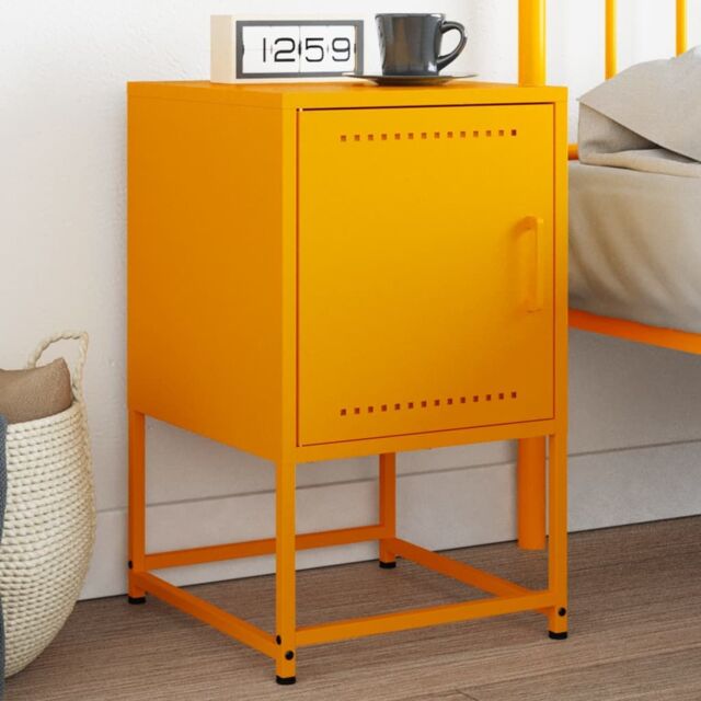 Berkfield Home Bedside Cabinet Mustard Yellow 36x39x60.5 cm Steel - image 1