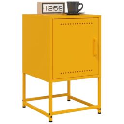 Berkfield Home Bedside Cabinet Mustard Yellow 36x39x60.5 cm Steel - thumbnail 5