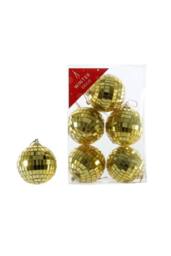 KDMD Gold Disco Ball Baubles 6cm 6 Pack - thumbnail 4