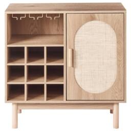 Wyld and Coco Light Brown Rattan Front Sideboard with 9-Bottle Wine Rack - thumbnail 5