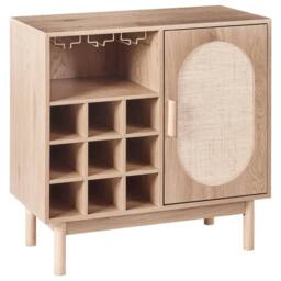 Wyld and Coco Light Brown Rattan Front Sideboard with 9-Bottle Wine Rack - thumbnail 2