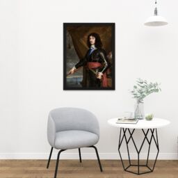 "Artery8 Wall Art Print De Champaigne Portrait King Charles II England Large Framed Wall Décor Art in Black - Size: W18"" x H24""" - thumbnail 2