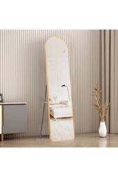 Living and Home 40cm W x 150cm H Modern Arched Metal Floor Mirror in Gold - Size: 40 cm W x 150 cm H - thumbnail 5