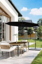 Garden Sanctuary Black Large Garden Cantilever 3m Banana Parasolwith Cross & Square Base - thumbnail 2