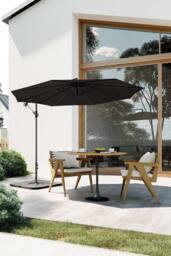 Garden Sanctuary Black Large Garden Cantilever 3m Banana Parasolwith Cross & Square Base - thumbnail 1
