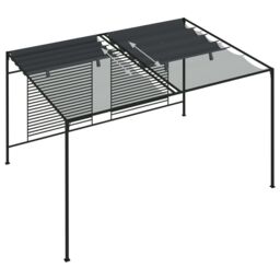 Berkfield Home Gazebo with Retractable Roof 4x3x2.3 m Anthracite 180 g/m ² in Black - thumbnail 6