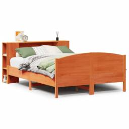 Berkfield Home Decorative Bookcase Bed without Mattress Wax Brown 135x190cm Soli - Size: 135x190 cm - thumbnail 3