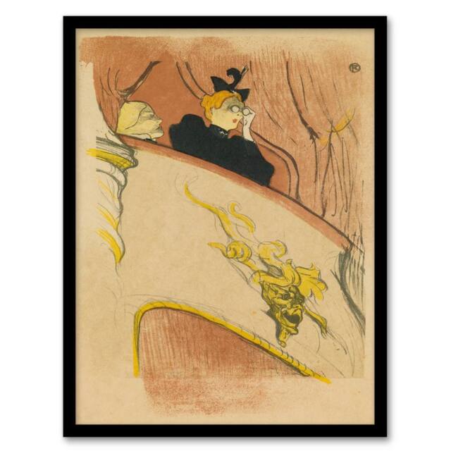 Artery8 Toulouse Lautrec Framed Wall Art Box Sit with Gilded Mask Sketch in Beige - Size: A4 - image 1