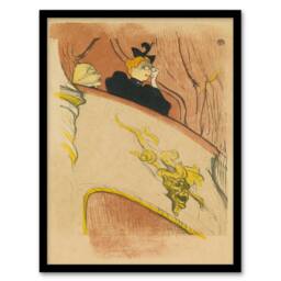 Artery8 Toulouse Lautrec Framed Wall Art Box Sit with Gilded Mask Sketch in Beige - Size: A4 - thumbnail 1