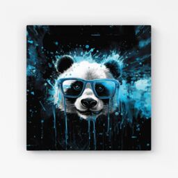 Warren Reed - Designer Blue Splashart Panda Face Canvas - Size: w10 inch x h10 inch - thumbnail 1