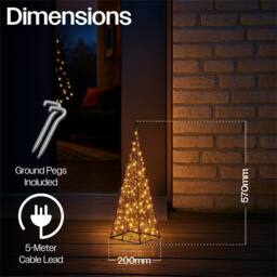 Xmas Haus 20x20x57cm Black Tower Tree 300Warm White MicroLed 5M Lead - Size: 20 x 20 x 57 cm - thumbnail 2