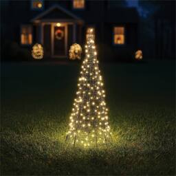 Xmas Haus 20x20x57cm Black Tower Tree 300Warm White MicroLed 5M Lead - Size: 20 x 20 x 57 cm - thumbnail 1