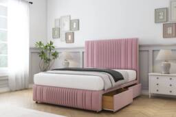 "Comfort Beds The Foxy Plush Divan Set 2 Drawers-26"" Headboard-Footboard in Pink - Size: Small Single" - thumbnail 2