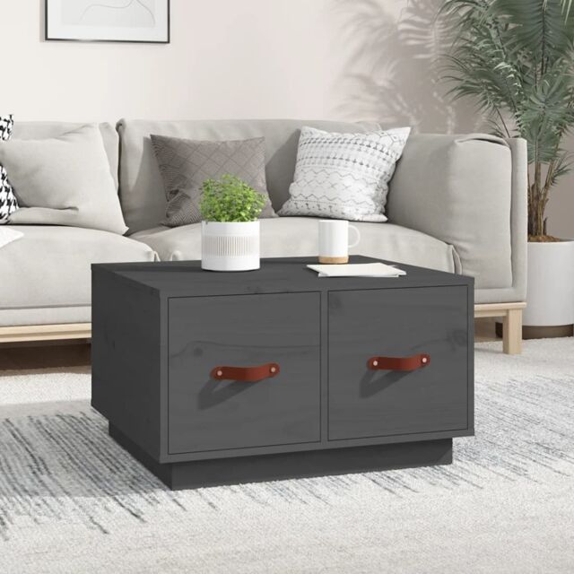 Berkfield Home Coffee Table Grey 60x53x35 cm Solid Wood Pine - Size: 60 x 53 x 35 cm - image 1
