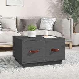 Berkfield Home Coffee Table Grey 60x53x35 cm Solid Wood Pine - Size: 60 x 53 x 35 cm - thumbnail 1