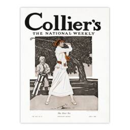Artery8 Edward Penfield Framed Wall Art Woman Golfer First Tee Vintage Magazine Cover in White - Size: A4 - thumbnail 3