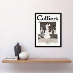 Artery8 Edward Penfield Framed Wall Art Woman Golfer First Tee Vintage Magazine Cover in White - Size: A4 - thumbnail 2