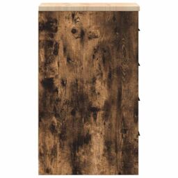 Berkfield Home Garage Storage Cabinet Smoked Oak 30x51x85 cm Solid Wood Pine in Brown - Size: 30 x 51 x 85 cm - thumbnail 7