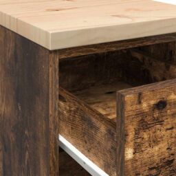 Berkfield Home Garage Storage Cabinet Smoked Oak 30x51x85 cm Solid Wood Pine in Brown - Size: 30 x 51 x 85 cm - thumbnail 9