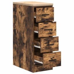 Berkfield Home Garage Storage Cabinet Smoked Oak 30x51x85 cm Solid Wood Pine in Brown - Size: 30 x 51 x 85 cm - thumbnail 5