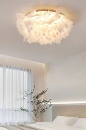 Living and Home Artistic Floral Petal - Shaped White Flush Mount Ceiling Light - thumbnail 1