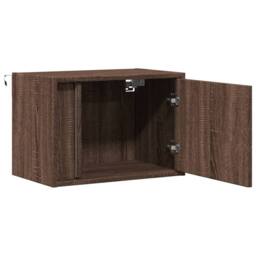 Berkfield Home Durable Wall-mounted Bedside Cabinet with LED Lights Brown Oak - thumbnail 7