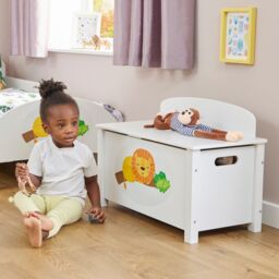 Liberty House Toys Jungle Wooden Toy Box in White - thumbnail 1
