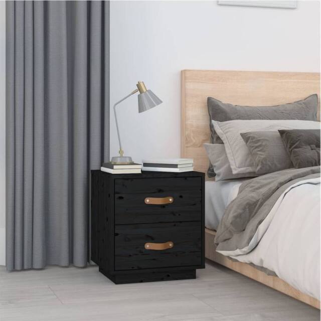 Berkfield Home Beautiful Bedside Cabinets 2 pcs Black 40x34x45 cm Solid Wood Pine - Size: 40 x 34 x 45 cm - image 1