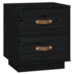 Berkfield Home Beautiful Bedside Cabinets 2 pcs Black 40x34x45 cm Solid Wood Pine - Size: 40 x 34 x 45 cm - thumbnail 6