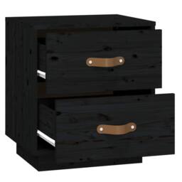 Berkfield Home Beautiful Bedside Cabinets 2 pcs Black 40x34x45 cm Solid Wood Pine - Size: 40 x 34 x 45 cm - thumbnail 8