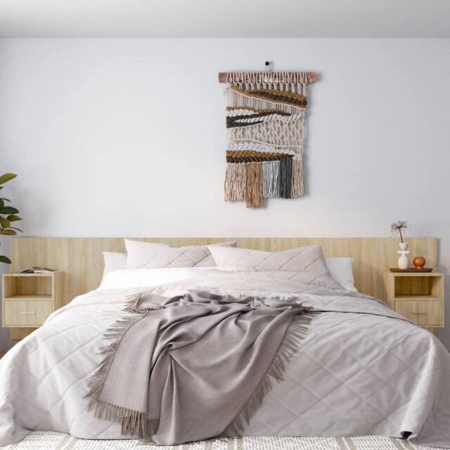 Berkfield Home Bed Headboard with Cabinets Sonoma Oak Engineered Wood in Brown - image 1