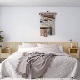 Berkfield Home Bed Headboard with Cabinets Sonoma Oak Engineered Wood in Brown - thumbnail 1