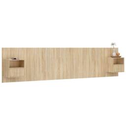 Berkfield Home Bed Headboard with Cabinets Sonoma Oak Engineered Wood in Brown - thumbnail 5