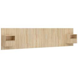 Berkfield Home Bed Headboard with Cabinets Sonoma Oak Engineered Wood in Brown - thumbnail 2
