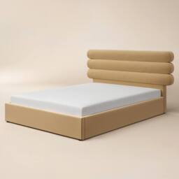 Solace+Co Atlas Ottoman Bed Sand Velvet in Light Sand - Size: Double - thumbnail 4