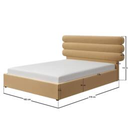 Solace+Co Atlas Ottoman Bed Sand Velvet in Light Sand - Size: Double - thumbnail 6