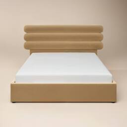 Solace+Co Atlas Ottoman Bed Sand Velvet in Light Sand - Size: Double - thumbnail 5