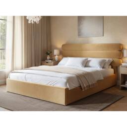 Solace+Co Atlas Ottoman Bed Sand Velvet in Light Sand - Size: Double - thumbnail 1