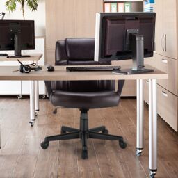 Costway Modern Mid Back Office Chair Swivel Chair w/ Wheels Computer Desk Chair in Dark Brown - thumbnail 6