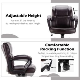 Costway Modern Mid Back Office Chair Swivel Chair w/ Wheels Computer Desk Chair in Dark Brown - thumbnail 3